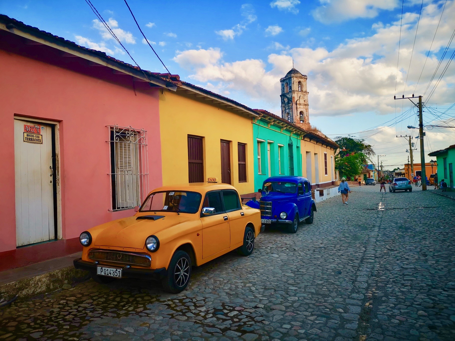 Colourful houses and the bell tower in Trinidad