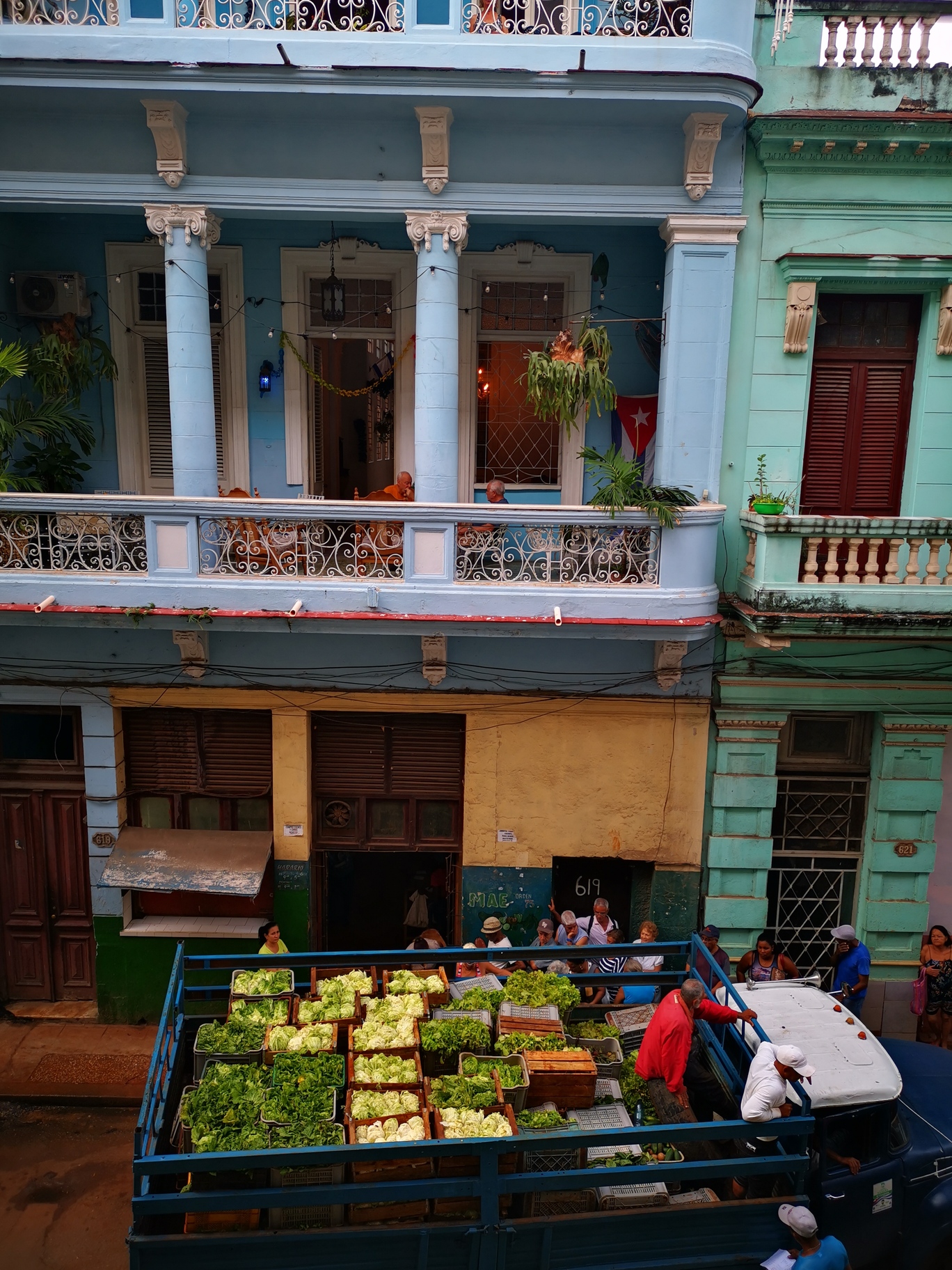 Pastel balconies on a Havana street