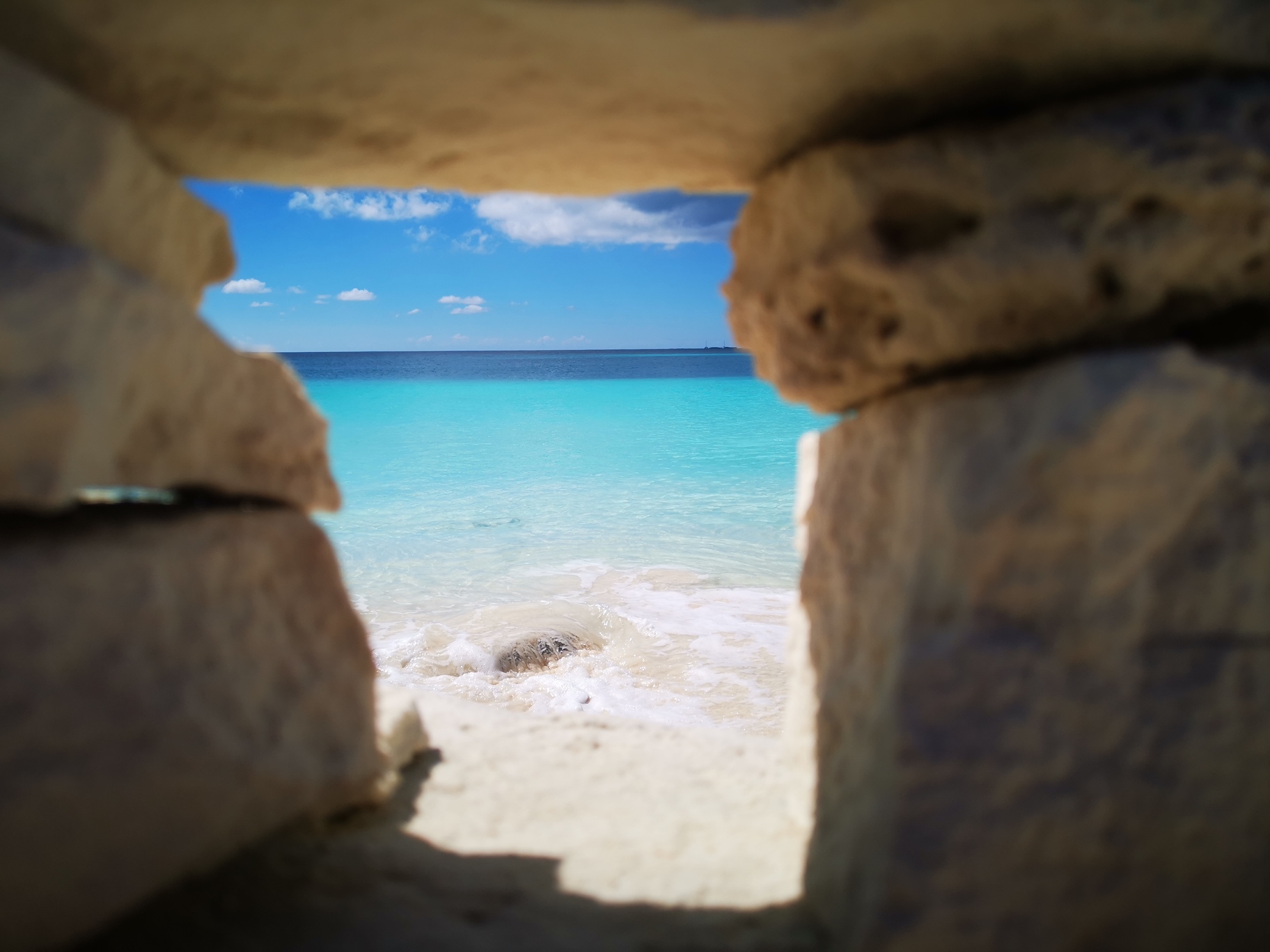 The sea through a stone window