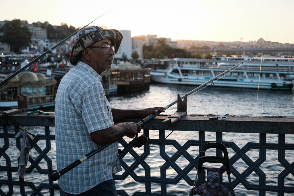 A fisherman on the Galata Bridge